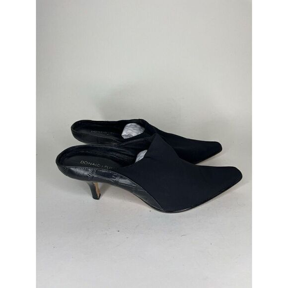 donald j pliner shoes Slides Mules Heels Women Size 9M Black Textile - Picture 1 of 14